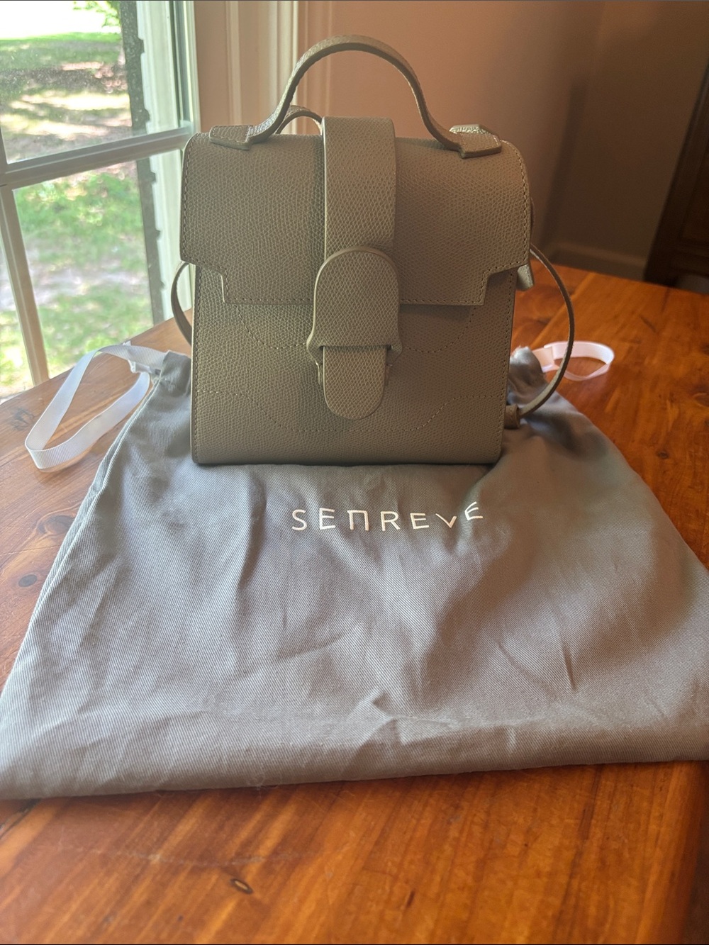 Senreve Pebbled Taupe Mini Satchel Backpack
